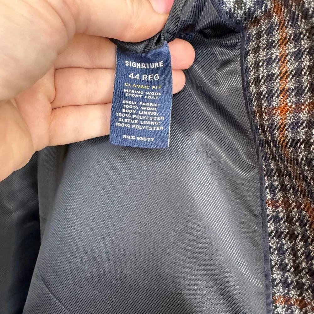 Stafford Men’s Suit Jacket/Sport Coat/Blazer Blue/Brown Plaid 44R